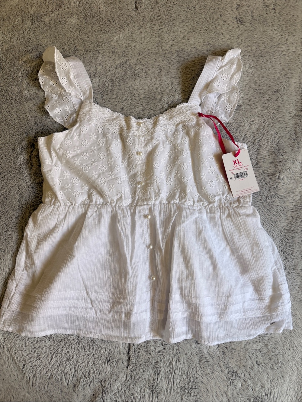 Justice White Eyelet Peplum Camisole Tank